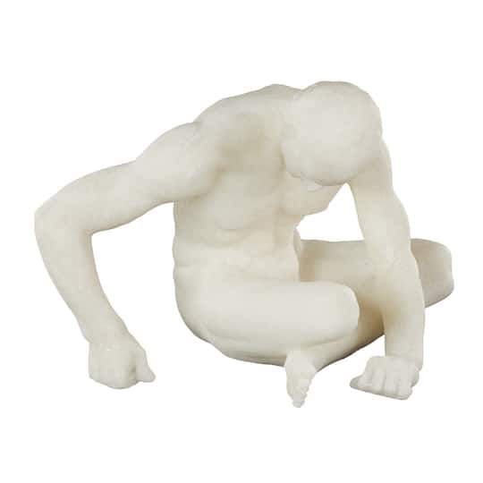 10" White Polystone Decorative Sitting Human Sculpture